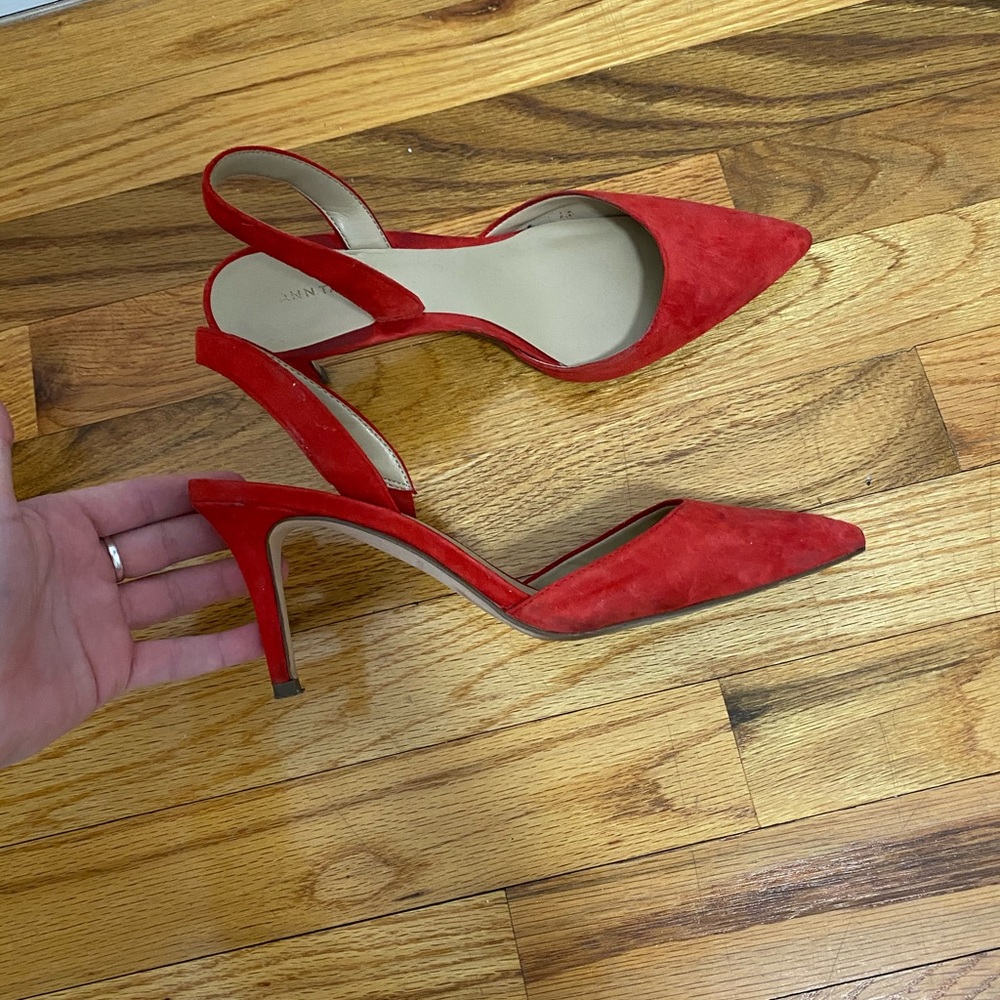 Ann Taylor Red Kerry Suede Slingback Pumps